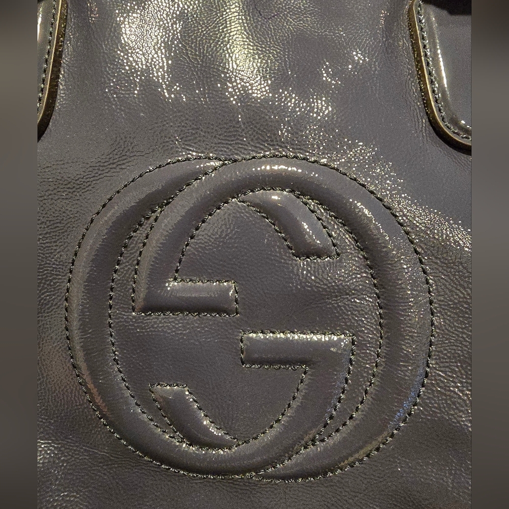 Gucci Blondie Soho Navy Grey Patent Leather 2 Way Bag - Picture 17 of 17
